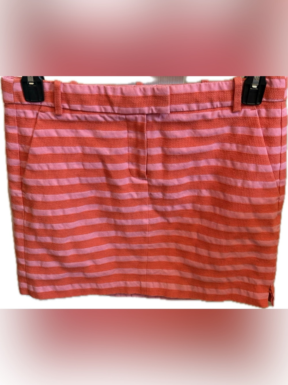 J. Crew Pink and Coral striped knit skirt
